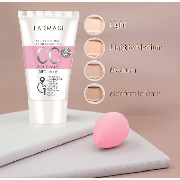 FARMASi CC Color Control Cream, Natural and Flawless Finish, Enriched Formula with Multimineral & Spf 25+, All-Day Hold, All Skin Types, 1.7 fl. oz, Medium - Image 2