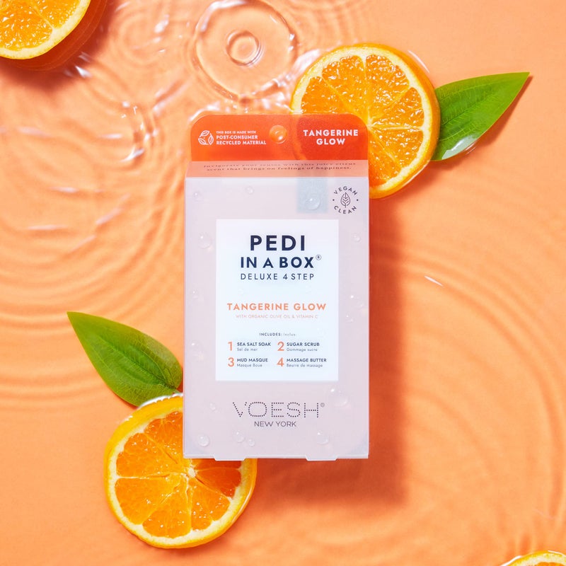 VOESH Pedi in a Box 4 Step Fruity Trio - 3 Pack of Mango Delight, Tangerine Twist & Vitamin Recharge Pedis, Home Pedicure, Vegan Foot Care, DIY Pedi - Image 4