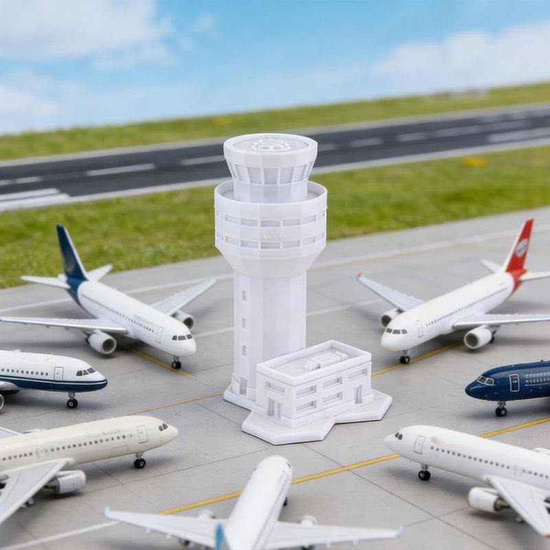 Airport Tower Model Unpainted Control Tower Simulation Miniature Landscape Aircraft Diorama Display PP Material Collector Scene Suitable for Desk - Image 4