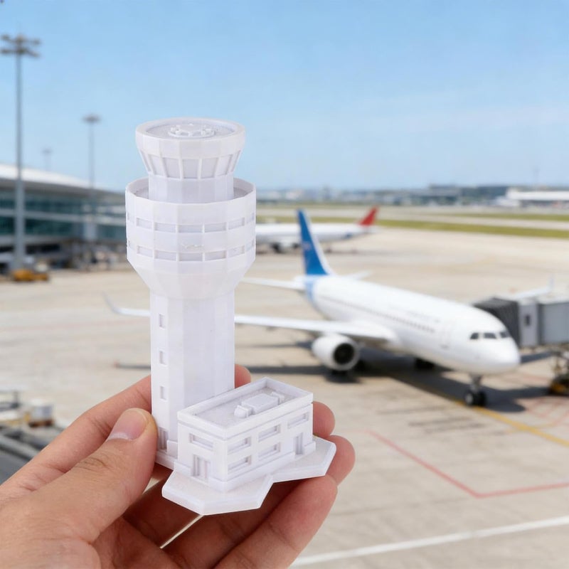 Airport Tower Model Unpainted Control Tower Simulation Miniature Landscape Aircraft Diorama Display PP Material Collector Scene Suitable for Desk - Image 5