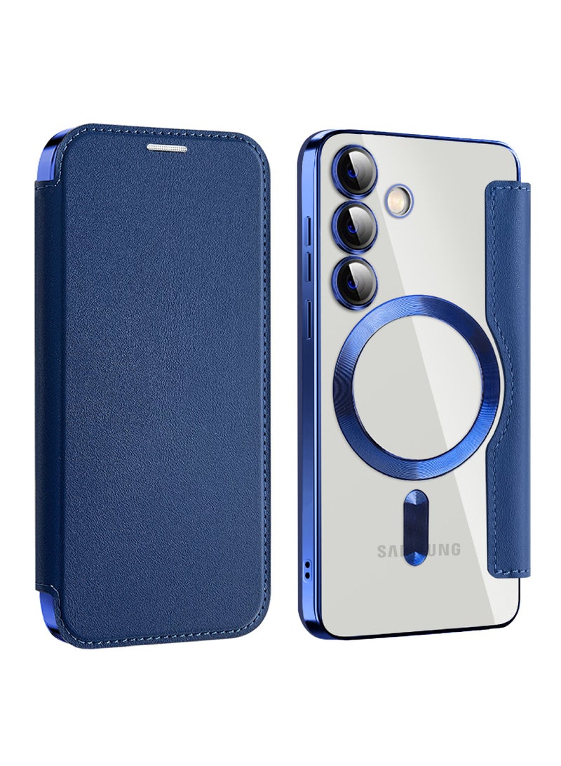 Rock Pow Leather Flip Samsung S24 Case for Samsung 2024 Personalized Texture Leather Flip Phone Case, Flip Leather Case for Samsung with Credit Card Holder  - Image 1