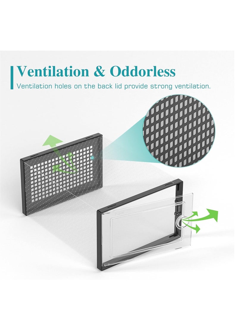 Shoe Storage Box, 12 Pack Shoe Organizer with Lid, Stackable Storage Container for Shoes Clothes Toys Cosmetics (Black) - Image 2