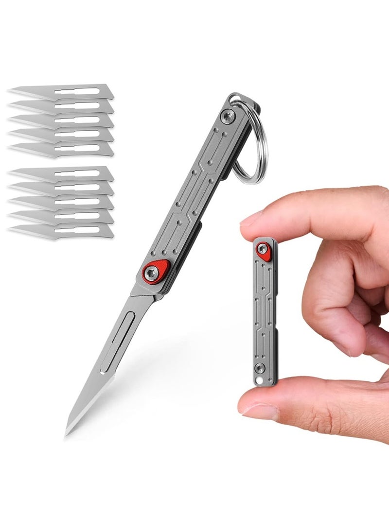 KASTWAVE Small Keychain Knife, Mini Folding Pocket Knife with 10pcs Replaceable Surgical Blades, Scalpels Utility Knives, EDC Box Cutter for Women and Men - Image 1