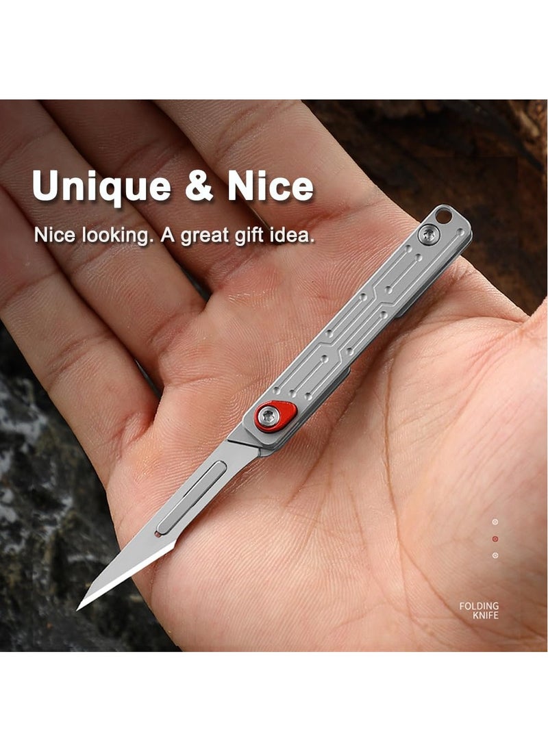 KASTWAVE Small Keychain Knife, Mini Folding Pocket Knife with 10pcs Replaceable Surgical Blades, Scalpels Utility Knives, EDC Box Cutter for Women and Men - Image 2