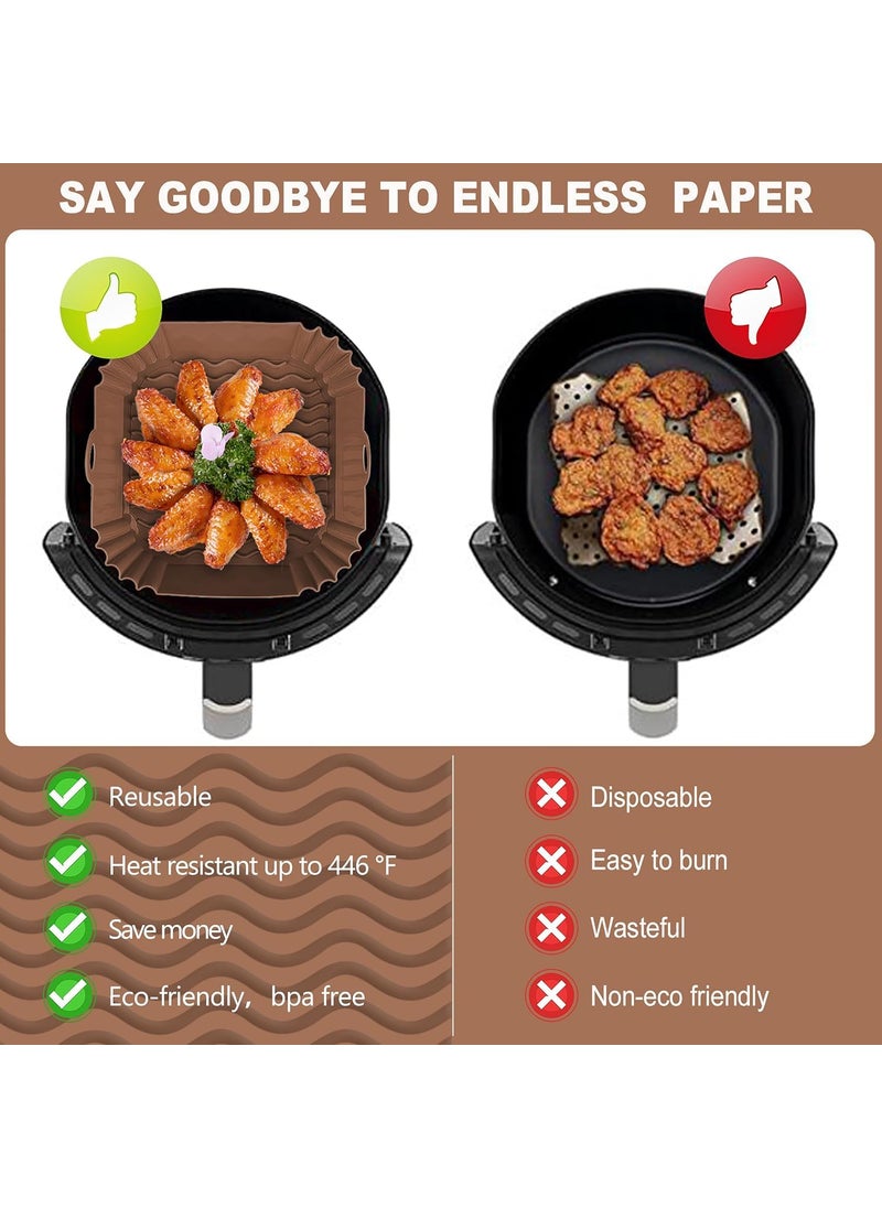 PureBake PureBake Air Fryer Silicone Tray Liners Nonstick Reusable Heat Resistant Round Basket 8Inch with Handles Dishwasher Safe Multicolor for Air Fryer Oven Microwave and Steamer 2 Pack  - Image 2