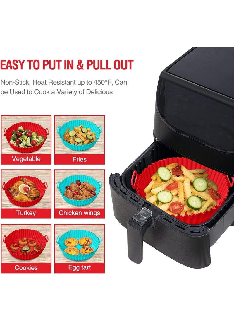 PureBake PureBake Air Fryer Silicone Tray Liners Nonstick Reusable Heat Resistant Round Basket 8Inch with Handles Dishwasher Safe Multicolor for Air Fryer Oven Microwave and Steamer 2 Pack  - Image 4