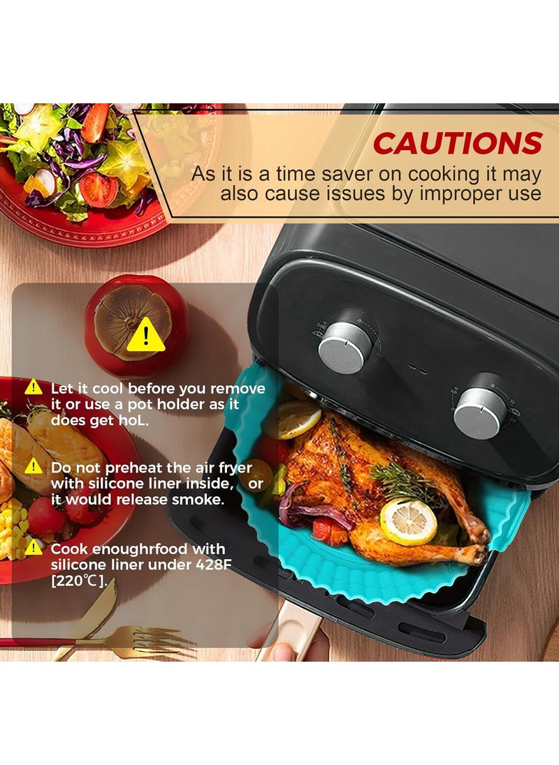PureBake PureBake Air Fryer Silicone Tray Liners Nonstick Reusable Heat Resistant Round Basket 8Inch with Handles Dishwasher Safe Multicolor for Air Fryer Oven Microwave and Steamer 2 Pack  - Image 5