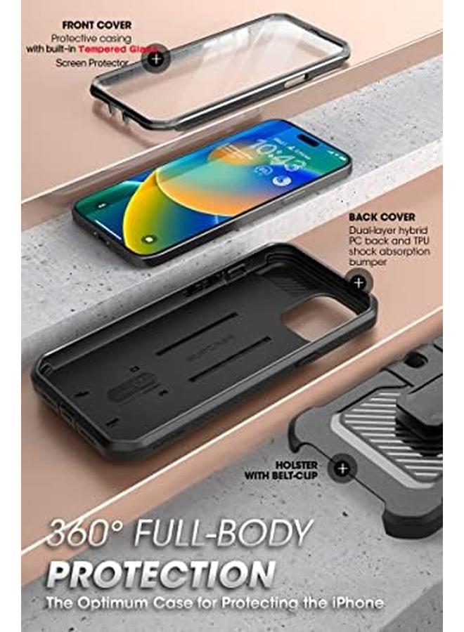 SupCase Unicorn Beetle Pro Case For Iphone 14 Pro Max 6.7" Built In Tempered Glass Screen Protector Heavy Duty Rugged Case With Kickstand And Belt Clip Black - Image 5