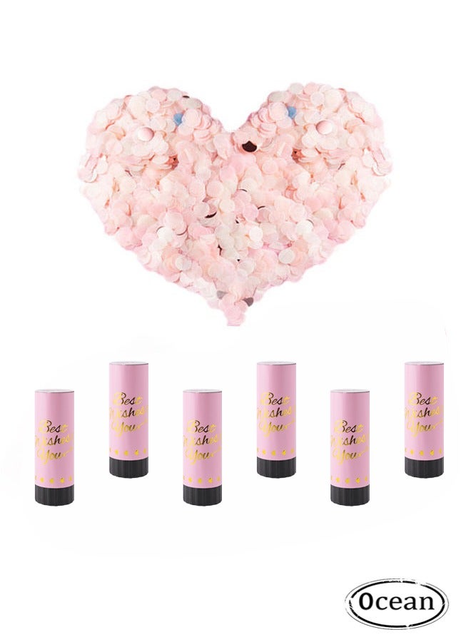 Ocean 6-Piece Mini Confetti Cannon, Party Popper Confetti Shooters Confetti Birthday Confetti 4.33 X 1.57 Inches-Wedding, New Year Kids Birthday Party Supplies (Pink) - Image 1
