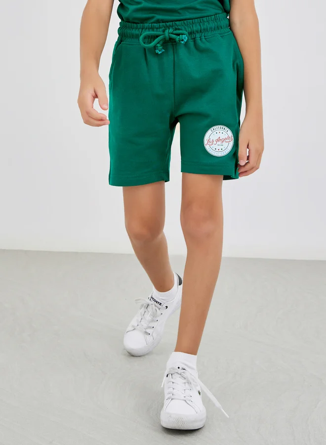 Styli Styli Slogan Print Round Neck T-Shirt and Shorts Set