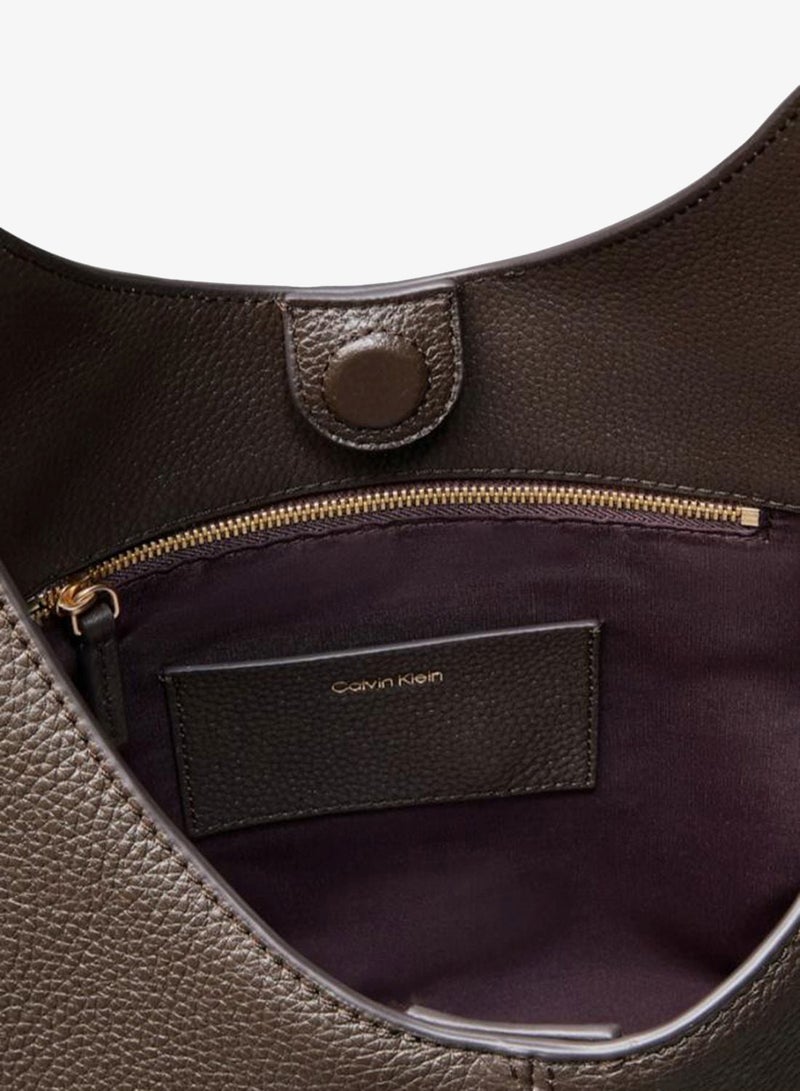 CALVIN KLEIN Leather Asymmetric Slouch Bag - Image 3