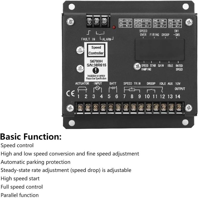 S6700H Generator Speed Controller, Electronic Speed Control Panel for Generator, with Fast Load Response, Reverse Polarity Protection, and Adjustable Speed Drop - Image 3