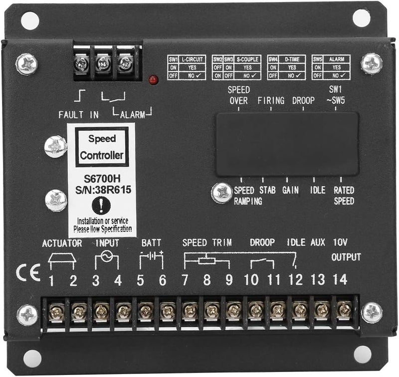 S6700H Generator Speed Controller, Electronic Speed Control Panel for Generator, with Fast Load Response, Reverse Polarity Protection, and Adjustable Speed Drop - Image 1