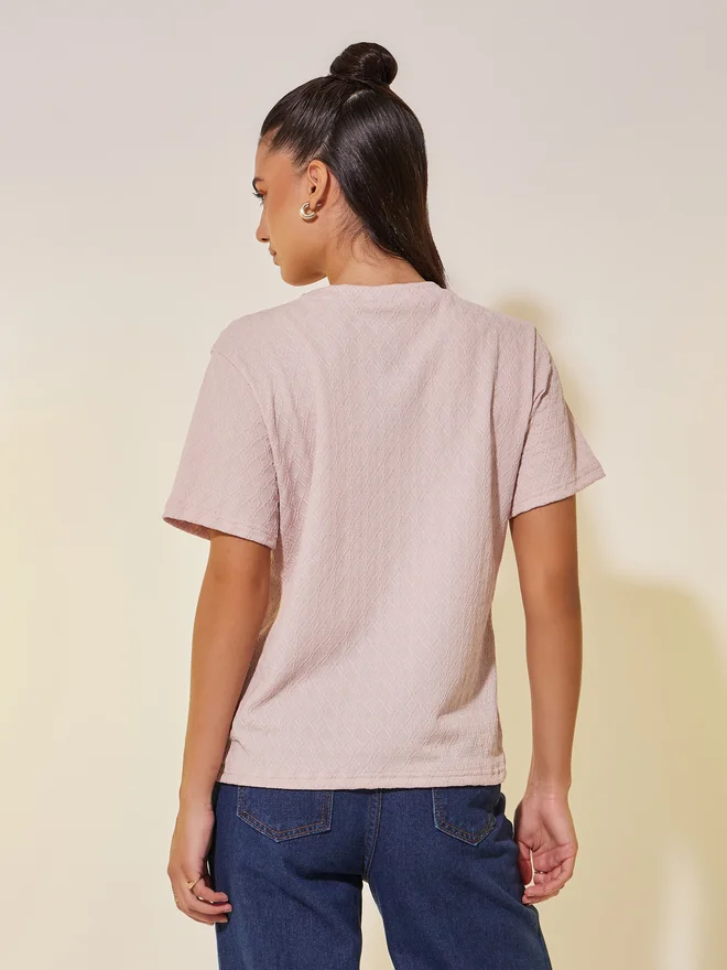 Take Two Take Two Textured Round Neck Regular Fit T-Shirt
