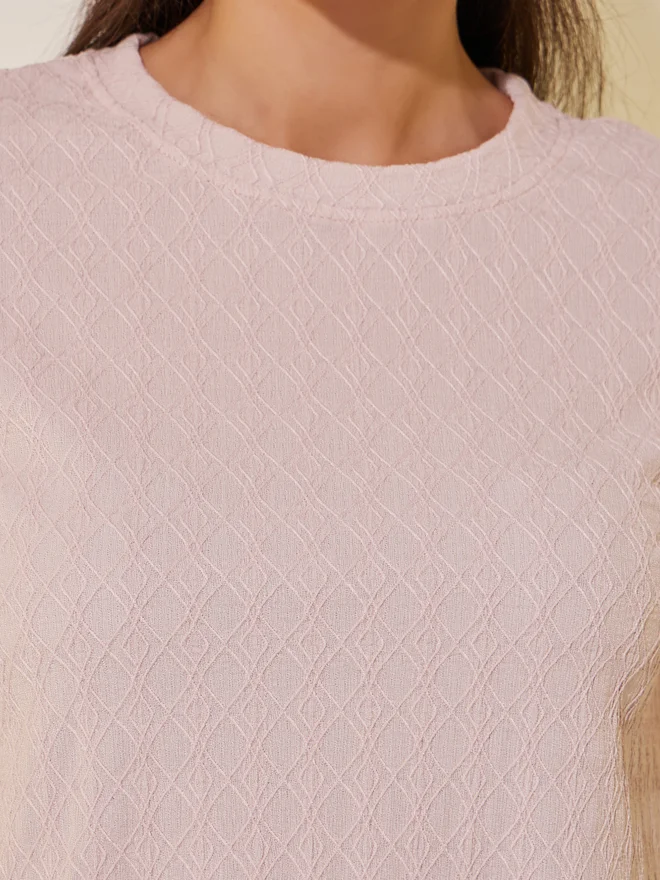 Take Two Take Two Textured Round Neck Regular Fit T-Shirt