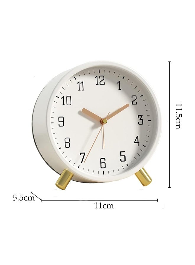 DUNISO Alarm Clock with Backlight, Bedside Analog Non-tick Silent Small Table Clock with Arabic Numerals, Battery Powered, Suitable for Living Room, Bedroom (White) - Image 5