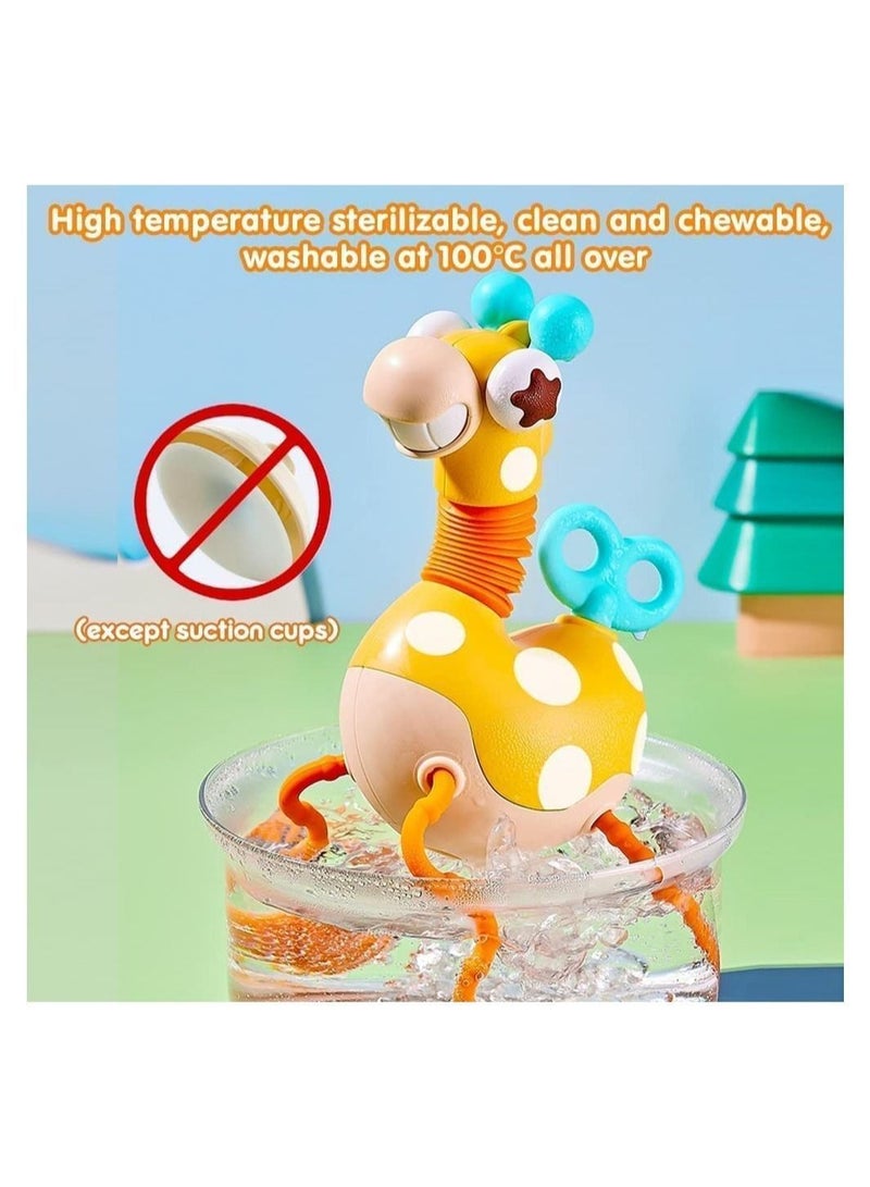Y&D Baby Sensory Toys, Montessori Food Grade Silicone Pull String Activity Toy, Giraffe Toy with Twisting Clockwork & Neck Pop Tube for Fine Motor Skills, Travel Toys Babies, Infants Toddlers 18M+  - Image 3