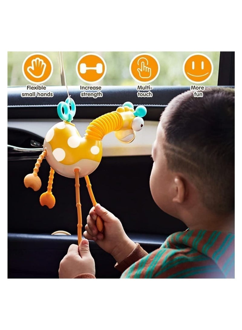 Y&D Baby Sensory Toys, Montessori Food Grade Silicone Pull String Activity Toy, Giraffe Toy with Twisting Clockwork & Neck Pop Tube for Fine Motor Skills, Travel Toys Babies, Infants Toddlers 18M+  - Image 5