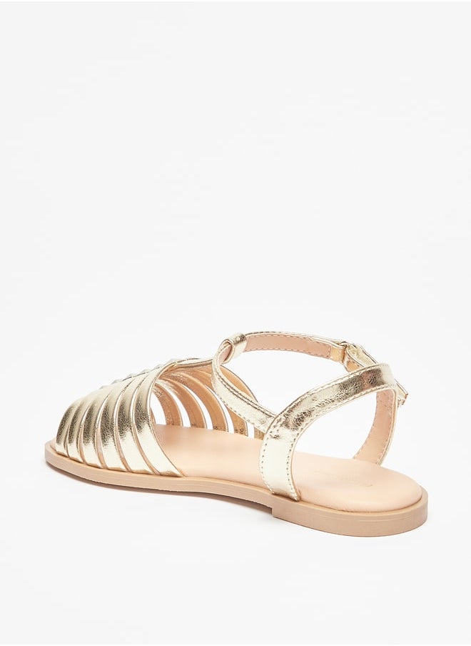Flora Bella By Shoexpress - Girl's Solid Sandals With Hook And Loop Closure - Image 1