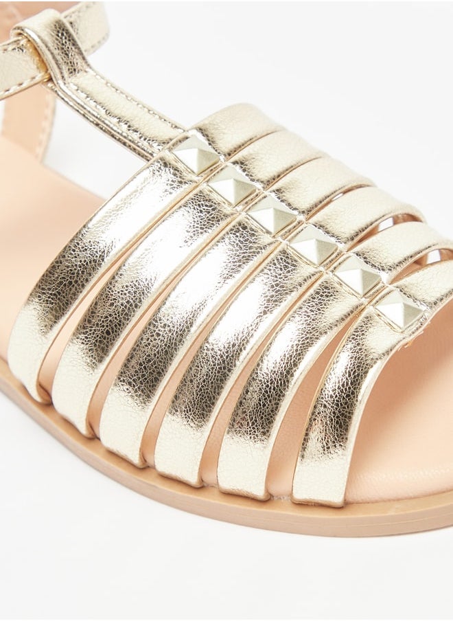 Flora Bella By Shoexpress - Girl's Solid Sandals With Hook And Loop Closure - Image 1