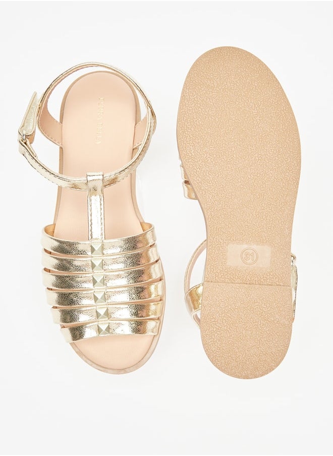 Flora Bella By Shoexpress - Girl's Solid Sandals With Hook And Loop Closure - Image 1