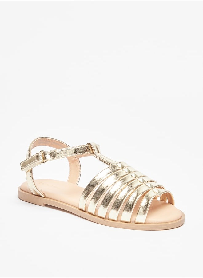 Flora Bella By Shoexpress - Girl's Solid Sandals With Hook And Loop Closure - Image 1