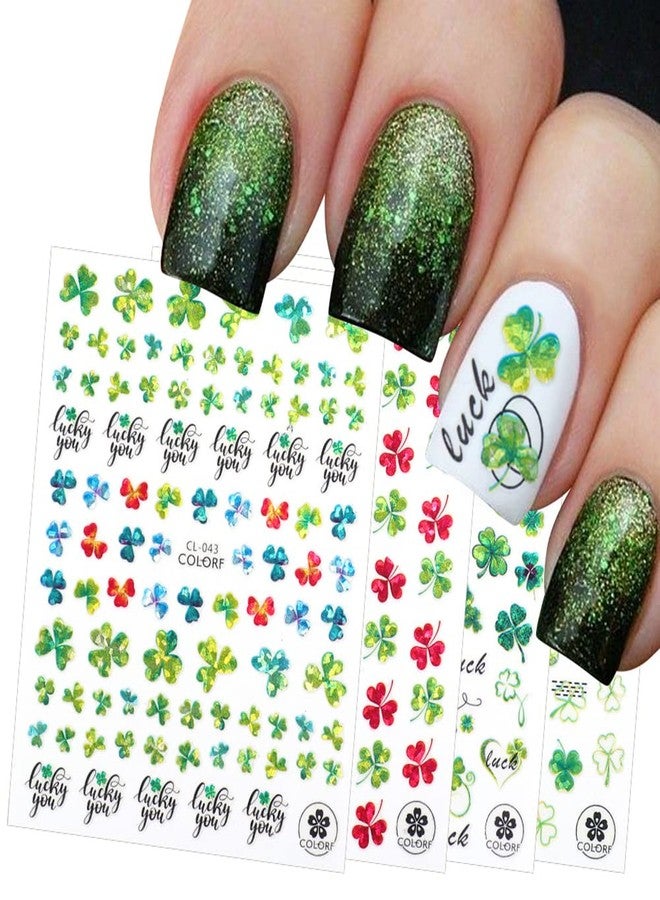 ZEYER St. Patrick's Day Nail Art Stickers Green Lucky Clover St. Patrick's Day Nail Decals Clover Design 3D Self Adhesive Green Nail Stickers for Women Girls DIY Nail Decoration 6 Sheets - Image 1