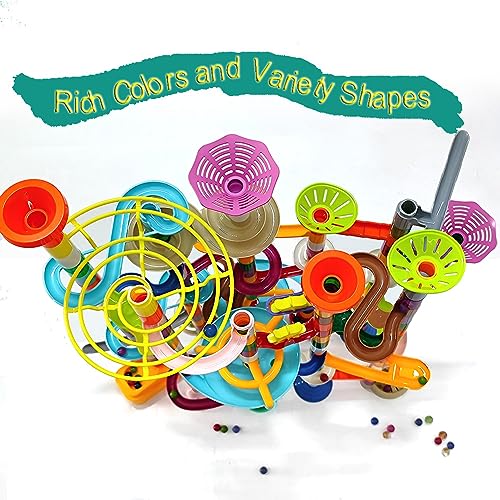 dspitwod 150Pcs Marble Run Maze Game Construction Building Toy, Marble Race Set with 30pcs Glow STEAM Building Toys Gift for Boys and Girls (Marble run-150) - Image 4