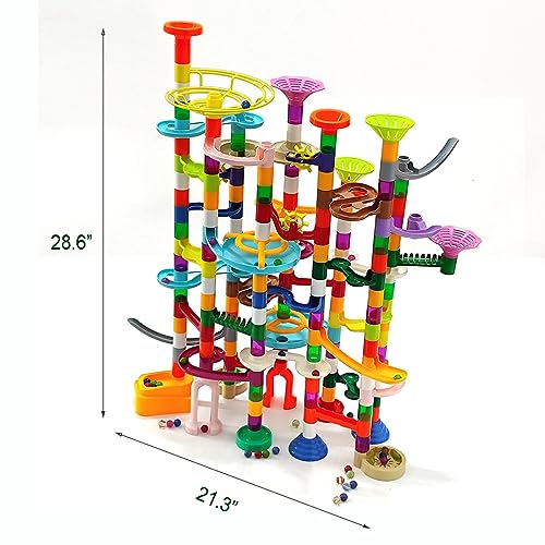 dspitwod 150Pcs Marble Run Maze Game Construction Building Toy, Marble Race Set with 30pcs Glow STEAM Building Toys Gift for Boys and Girls (Marble run-150) - Image 3