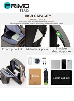 PRIMO PLUS Gray Trendy Multifunction Belt Bag Hands-Free Mini Storage Pack for Men  - Image 4