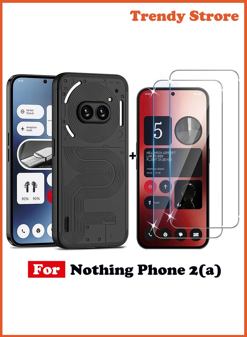 【1+2】 Nothing Phone 2a Case and Screen Protector, 360 Degree Full Body Hard Plastic Material Protective Back Cover, Detachable Split Slim Fit Shockproof Casing, Anti-Scratch Bumper Mobile Case - Image 1