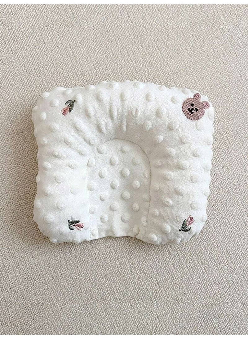 Baby Head Shaping Pillow 25 × 20 cm – Soft Newborn Support Cushion with Rabbit Embroidery, Anti-Flat Head Design, Breathable Comfortable Pillow for Infants and Toddlers Sleeping Support - Image 1