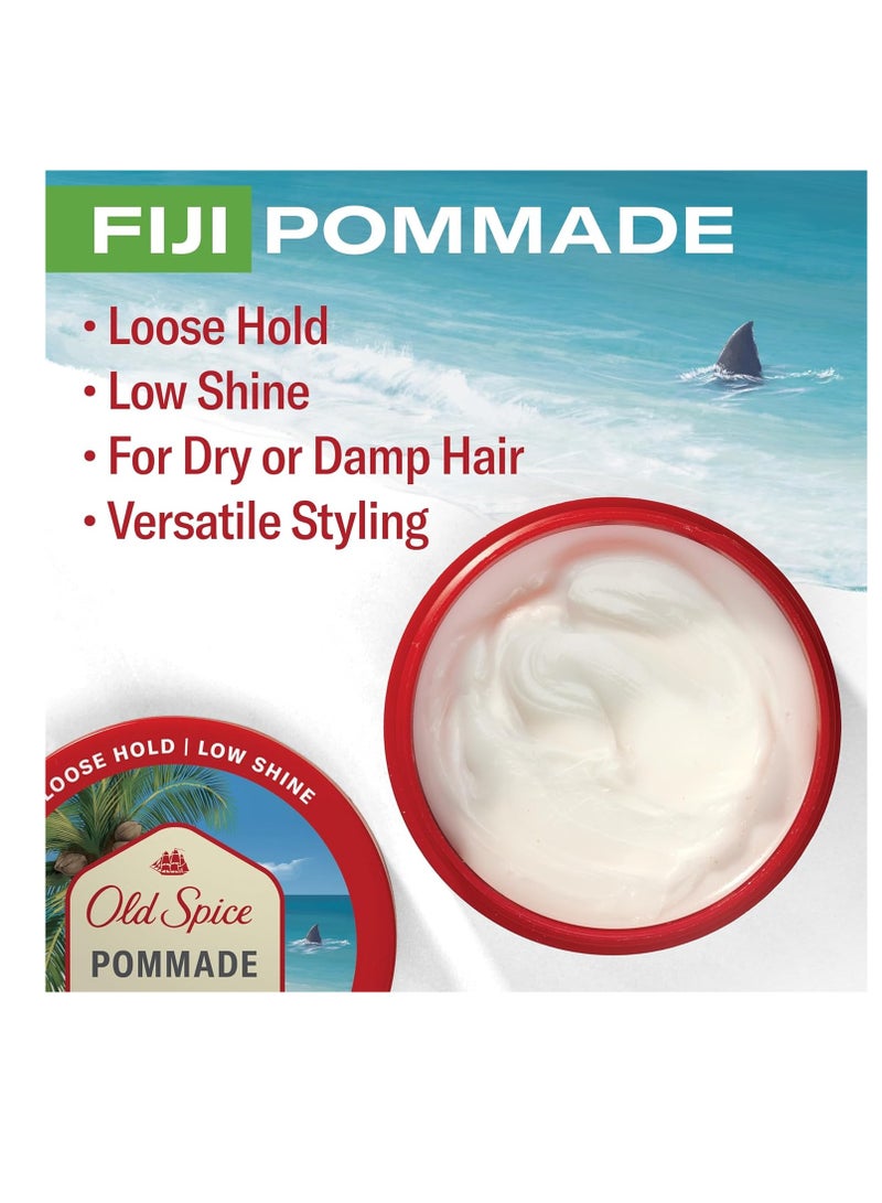 Old Spice Hair Styling Fiji Pomade for Men Flexible Hold Low Shine, 2.22 oz