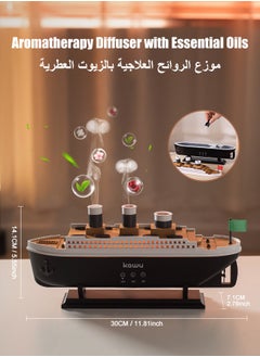 Kawu Steamship Shaped Humidifiers for Bedroom 250ml Ultrasonic Essential Oil Diffuser for Room Home Office, Jellyfish-shaped Fog, 7 Lighting Modes, Remote Control, Auto Shut-Off, 4/8H Timer 28dB Quiet  - Image 5