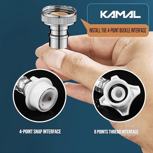 Kamal Washing Machine Tap - Flute | Chrome Finish Brass Faucet with Auto Water Stop | T-Shaped Valve Brass Faucets | Single Handle Tap | Dual Connector Type G1/2'' & 3/4'' | Space Saving Design - Image 4