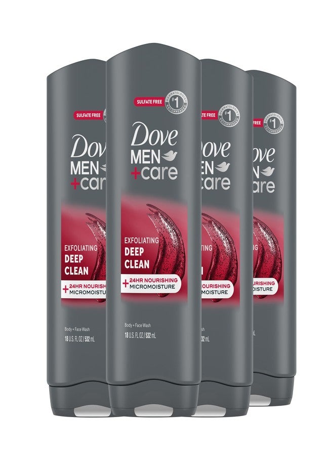 Dove Men+Care DOVE MEN + CARE Men 4 Count Exfoliating Deep Clean Body & Face Wash For Men with 24-Hour Nourishing Micromoisture Technology 18 oz - Image 1