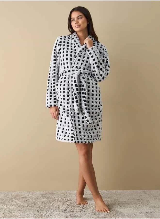 FAV Textured Night Robe with Tie-up Belt
