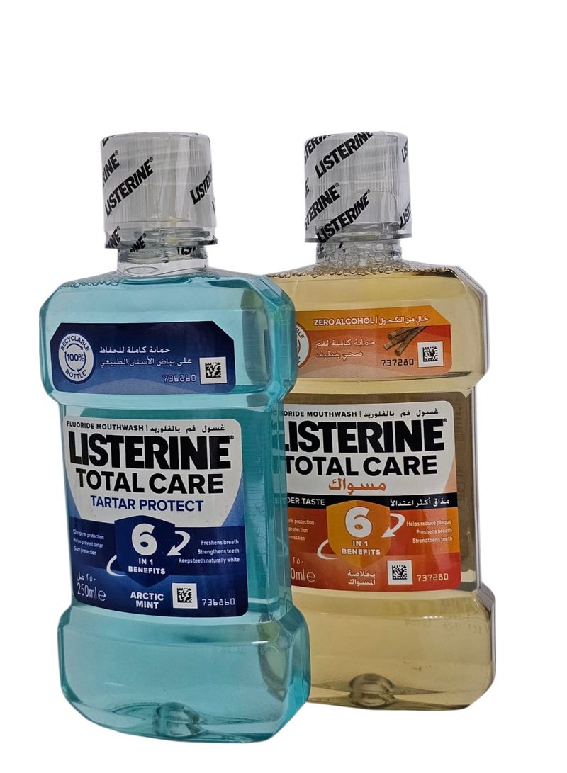 غسول فم ليسترين حماية كاملة 6×1 للحفاظ على بياض الاسنان ولفم صحي ونظيف .من قطعتين 250+250مل