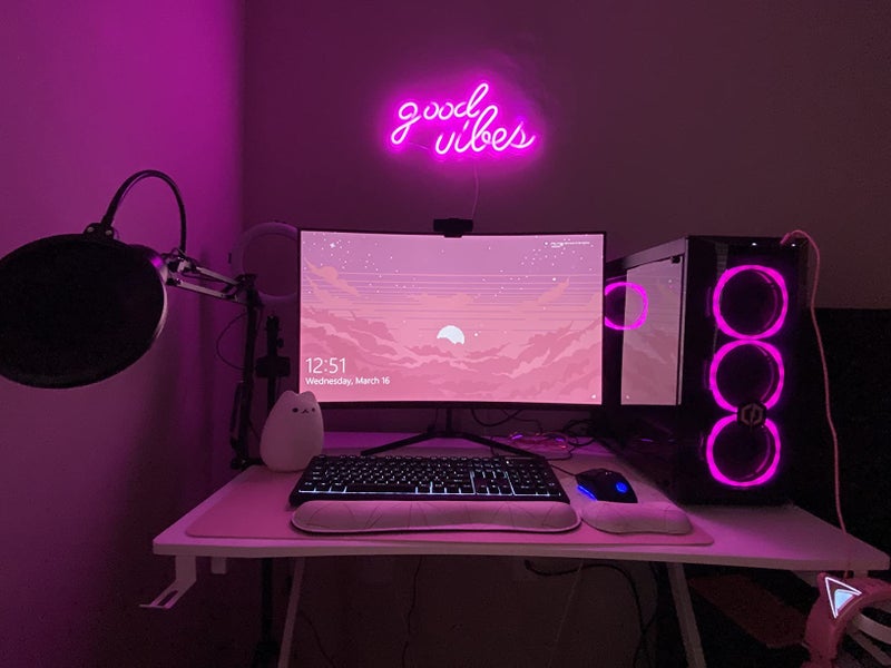 VYNES Good Vibes LED Neon Signs Light LED Art Decorative Sign - Wall Decor/Table Decor, Home Decor for Wedding Party Kids Room Living Room House Bar Pub Hotel Beach (Pink) - Image 4