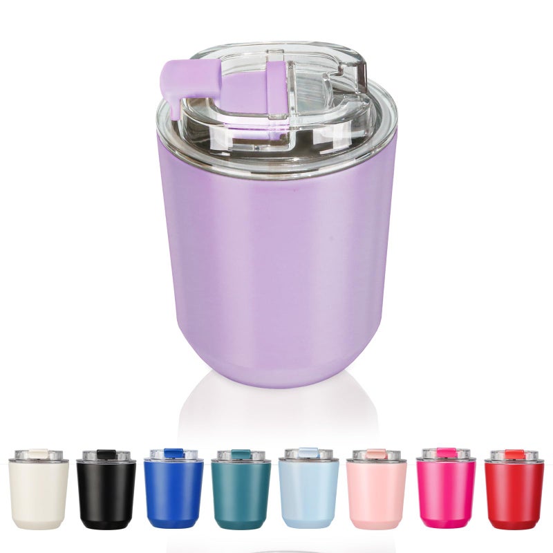 Puraville Insulated Tumblers with Lid  10 oz Travel Coffee Mug Stainless Steel Vacuum Thermos Cup  10/14 oz Leak Proof Reusable Double Walled Coffee Tumbler for Iced and Hot Drinks Lilac - Image 1