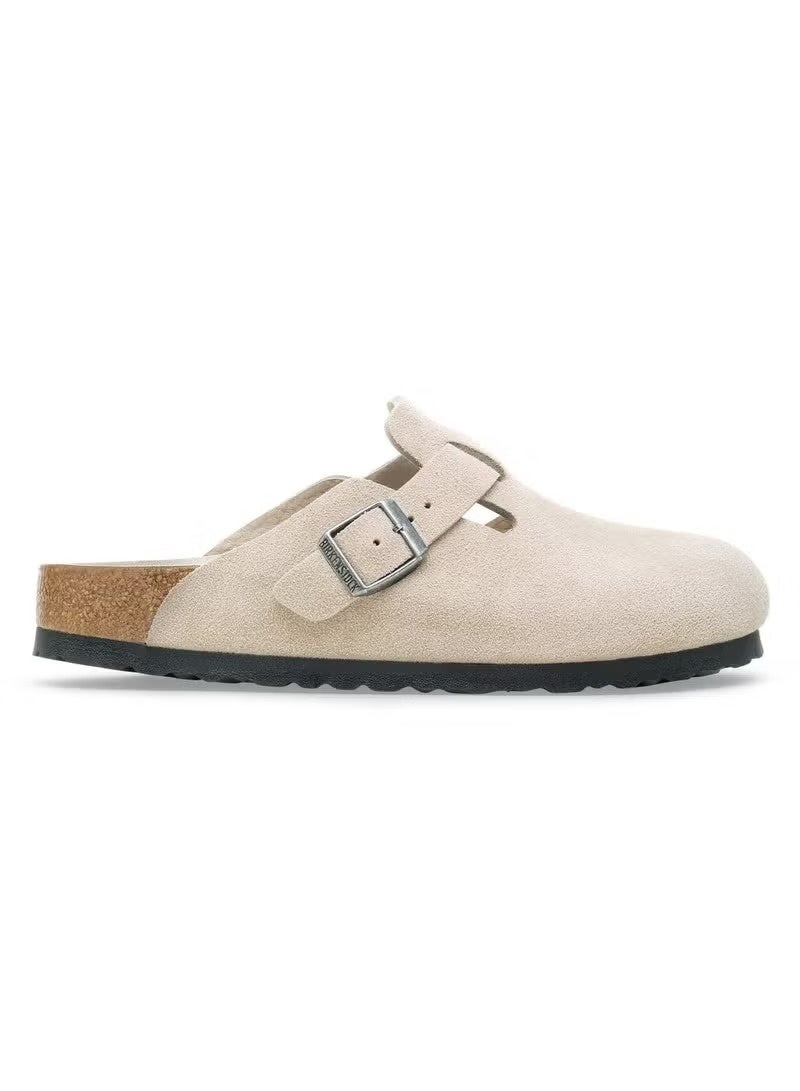 BIRKENSTOCK Suede Buckle Clogs – Beige | Casual Comfort Slip-On Shoes - Image 1