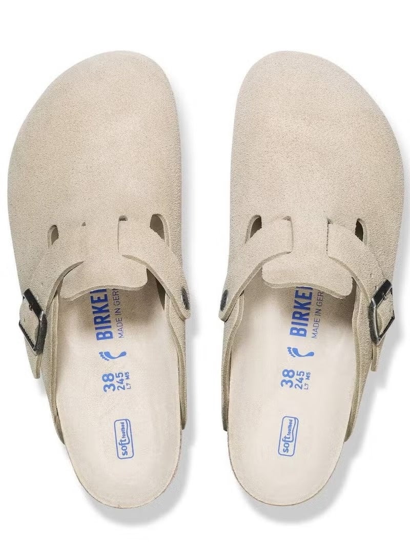 BIRKENSTOCK Suede Buckle Clogs – Beige | Casual Comfort Slip-On Shoes - Image 3