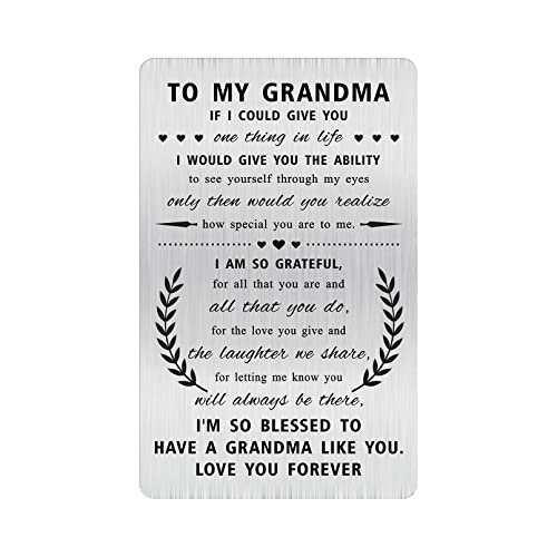 Alotozo Grandma Gifts from Grandchild - To My Grandma Stainless Steel Wallet Card - Sentimental Grandmother Keepsake, Mother’s Day Birthday Gift - Image 1