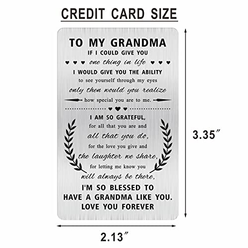 Alotozo Grandma Gifts from Grandchild - To My Grandma Stainless Steel Wallet Card - Sentimental Grandmother Keepsake, Mother’s Day Birthday Gift - Image 2