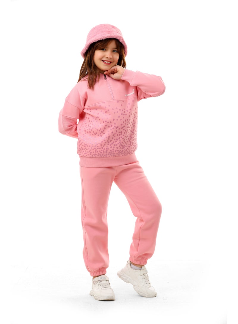 ريمينت بيجاما للبنات برسمة نقاط روز - Image 3