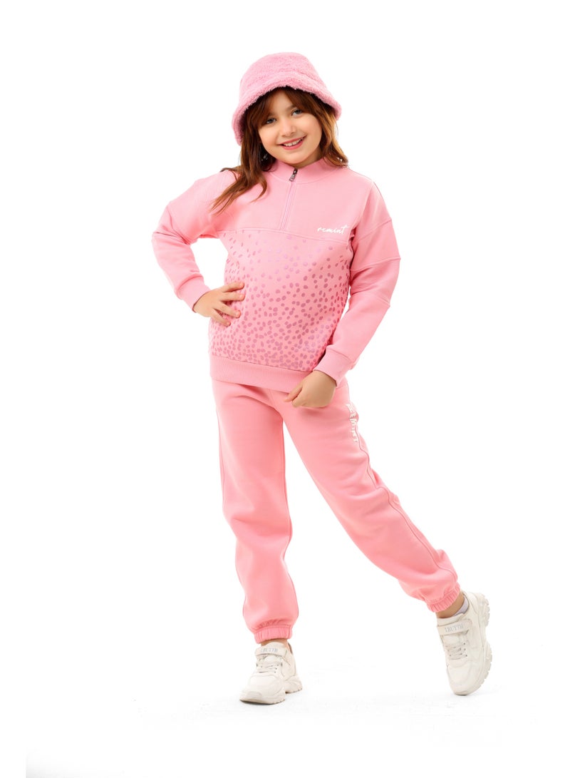 ريمينت بيجاما للبنات برسمة نقاط روز - Image 2