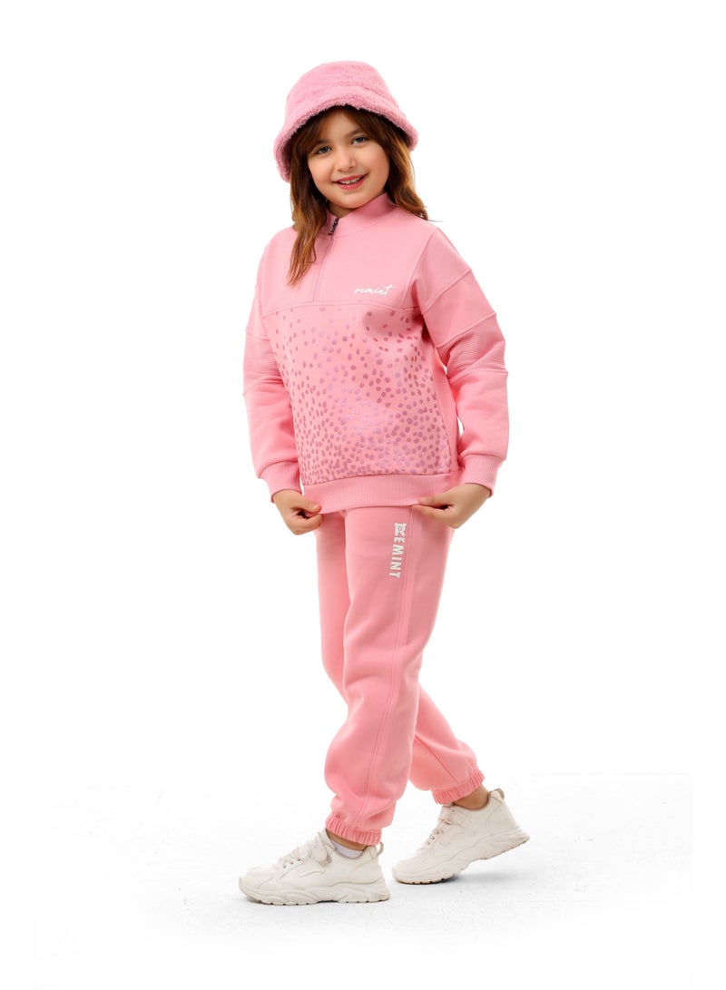 ريمينت بيجاما للبنات برسمة نقاط روز - Image 1