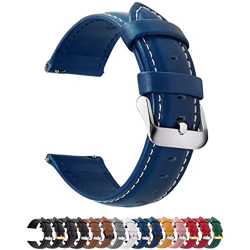 Fullmosa Watch Band, Quick Release Leather Watch Strap Compatible with Samsung Galaxy Garmin for Men Women, Replacement Bands Width 12mm 14mm 16mm 18mm 19mm 20mm 21mm 22mm 24mm - Image 1