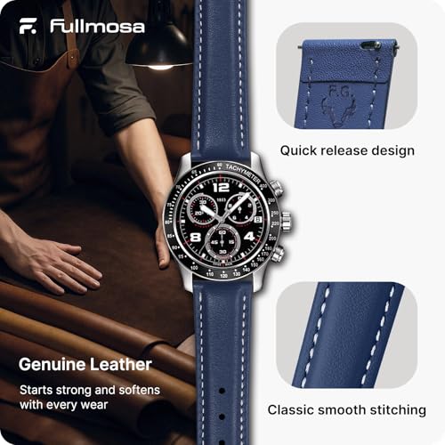 Fullmosa Watch Band, Quick Release Leather Watch Strap Compatible with Samsung Galaxy Garmin for Men Women, Replacement Bands Width 12mm 14mm 16mm 18mm 19mm 20mm 21mm 22mm 24mm - Image 4