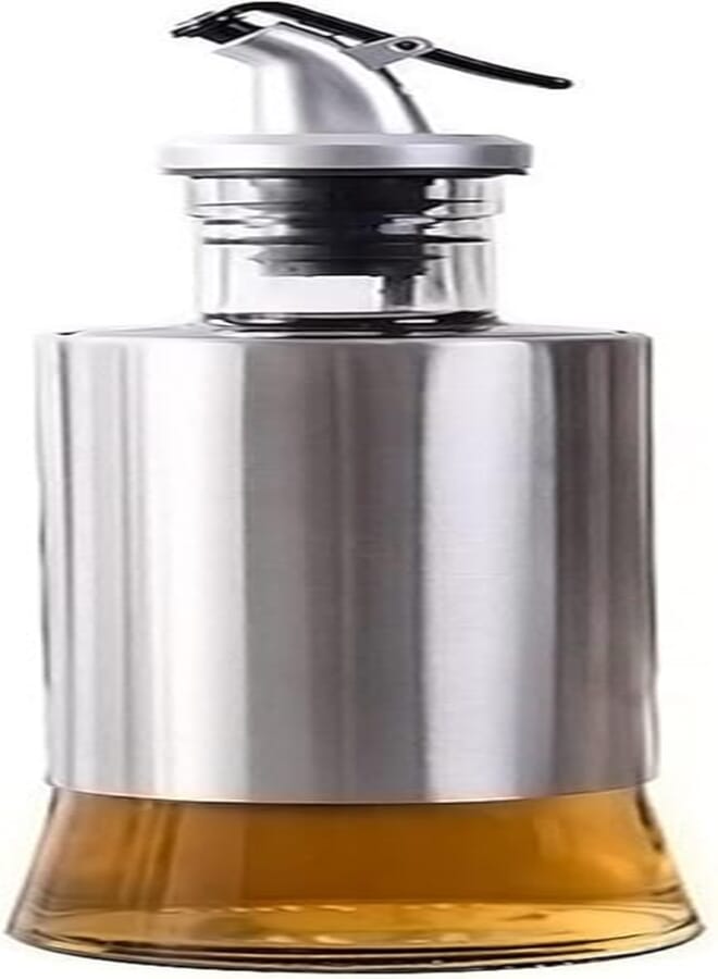 Spaceshoop 1pcs Oil and Vinegar Dispenser Bottle Stainless And Glass 300 ML